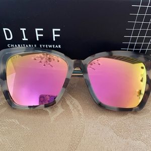 Diff Sunglasses Becky II Cream Tortoise w pink lens